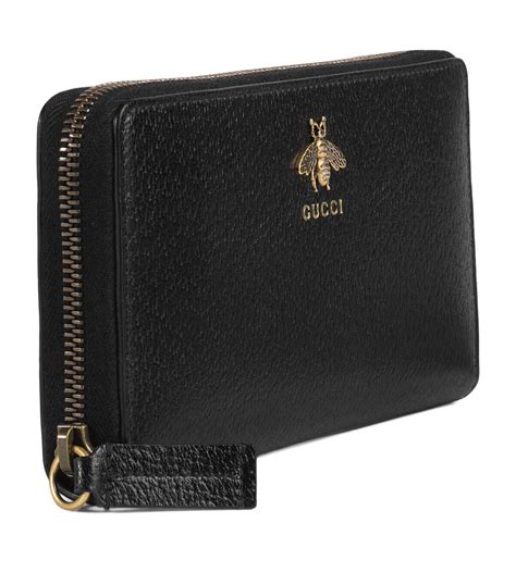 gucci wallet animalier|Black Leather Animalier Zip Around Wallet .